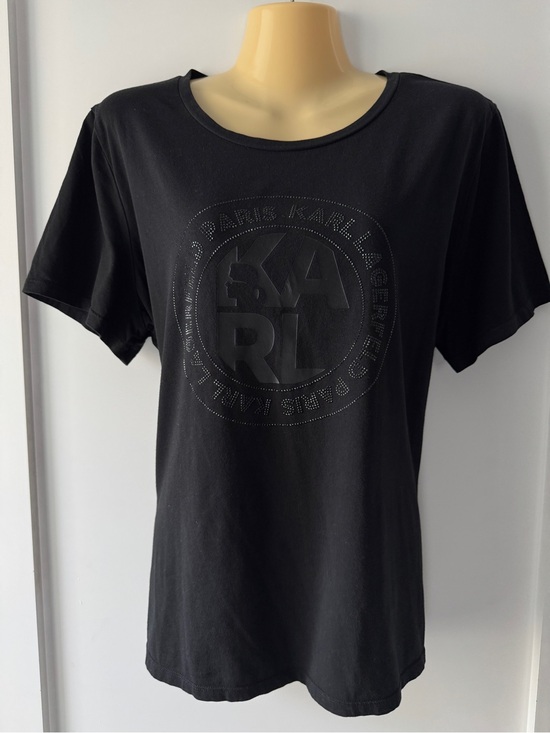 Karl Lagerfeld Tops - Karl Lagerfeld Black Embossed Logo Short Sleeve Tee